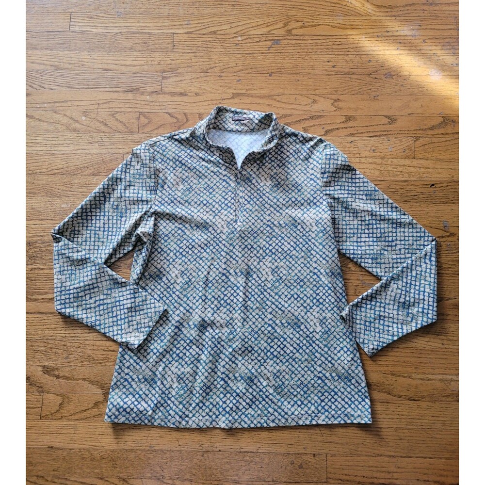 J.McLaughlin Womens Geometric Print Catalina Cloth Quarter Zip Pullover Size XL